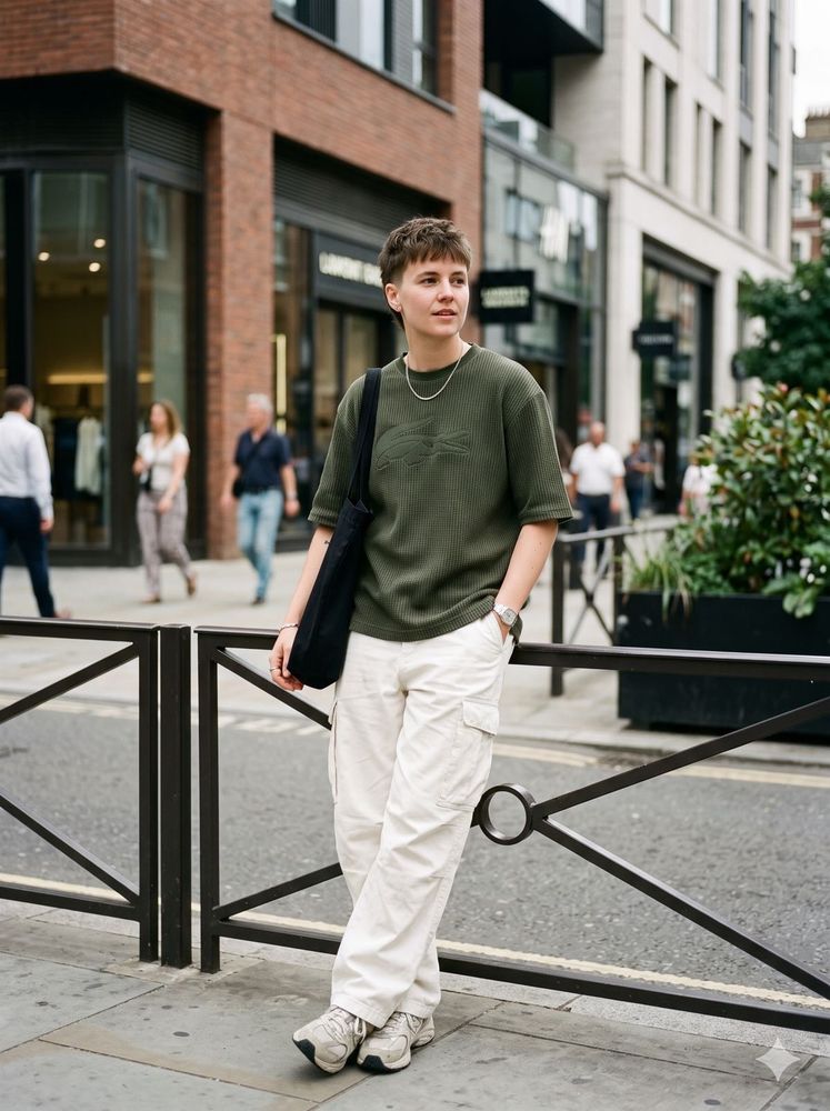 Olive Green Lacoste Cropped Top