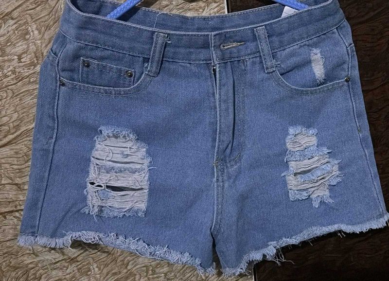 Distressed Denim Shorts
