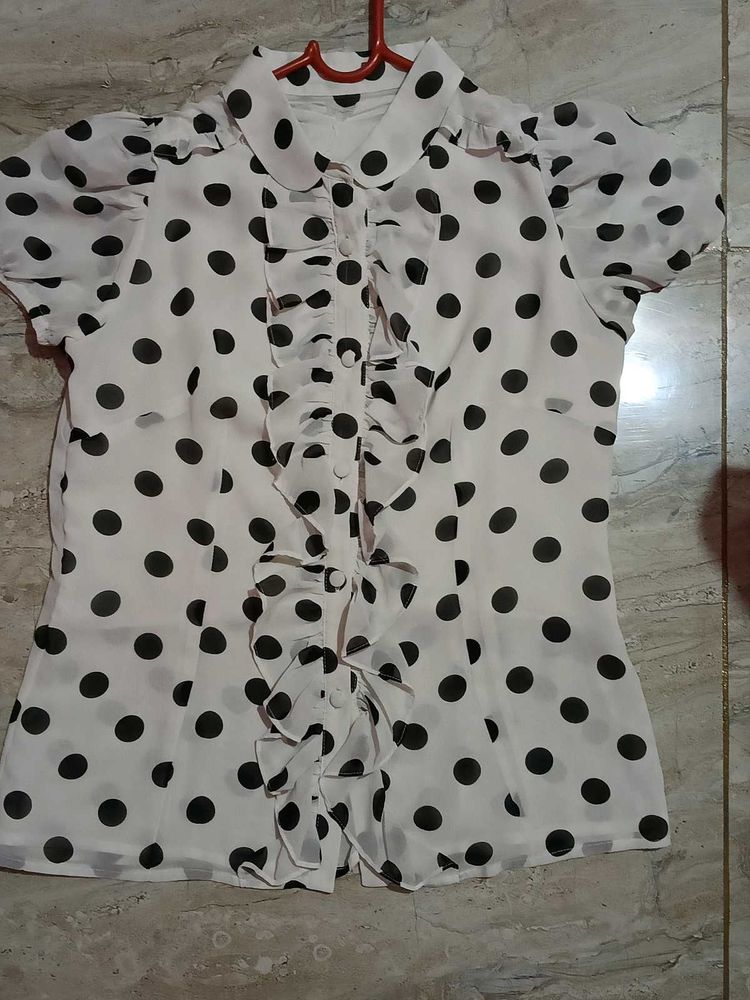 Chic Polka Dot Ruffle Top
