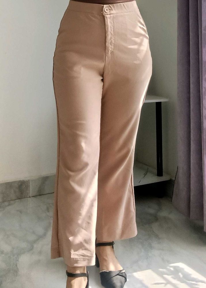 Chic High-Waisted Beige Trousers