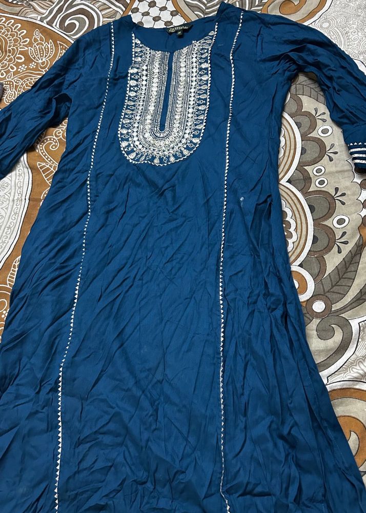 Blue Embroidered Kurti