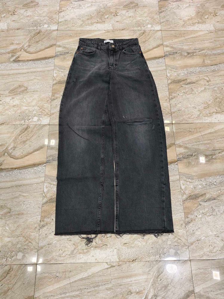 Washed Black Wide Leg Jeans