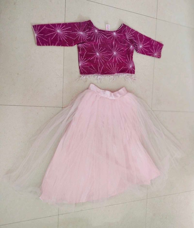 Girls' Pink Tulle Skirt Set