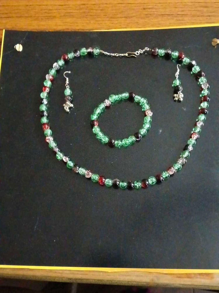 Beaded Necklace, Bracelet &amp; Earring Set