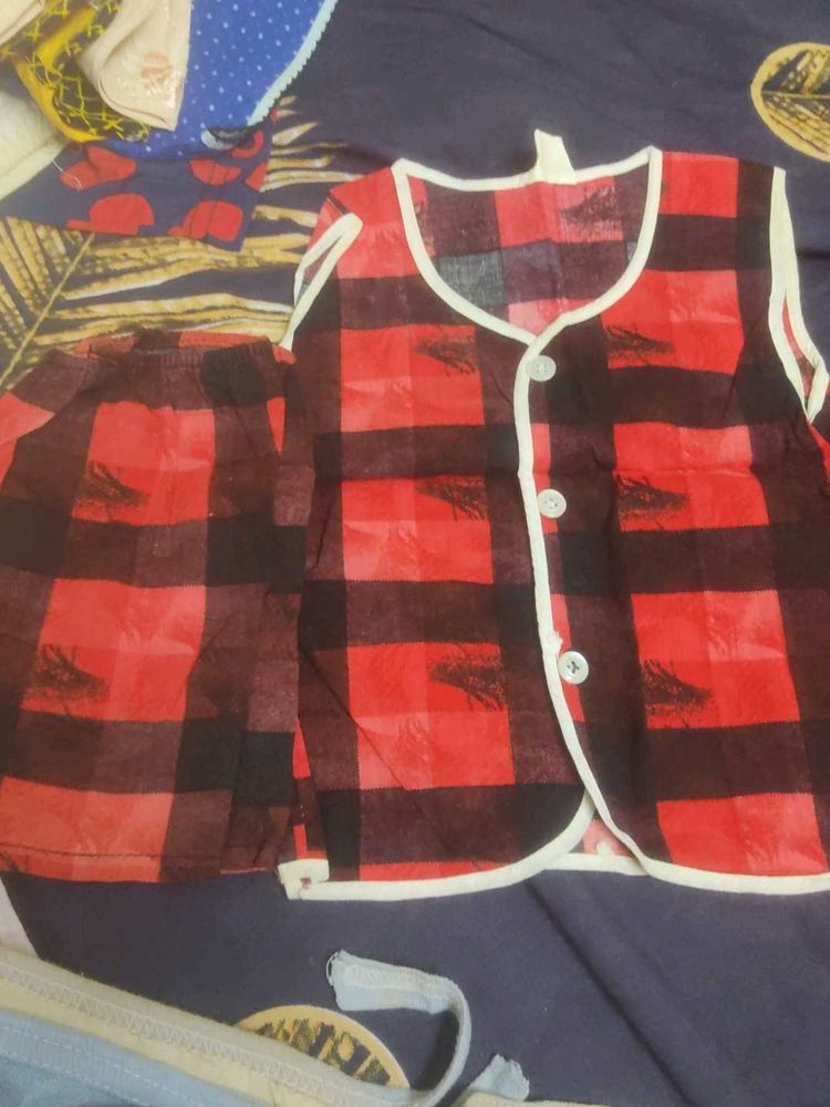 combo Red Plaid Baby Outfit