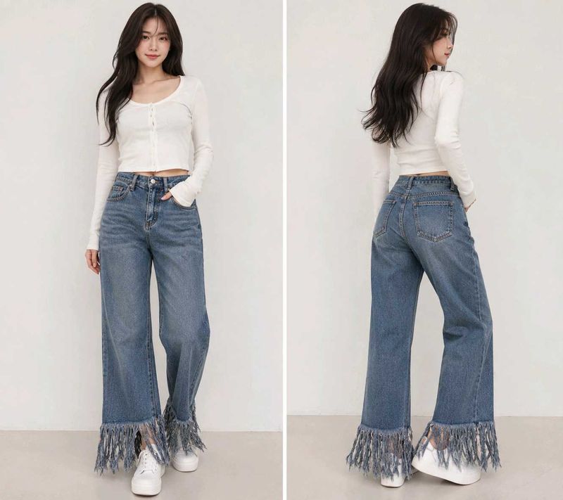 Frayed Hem Denim Jeans