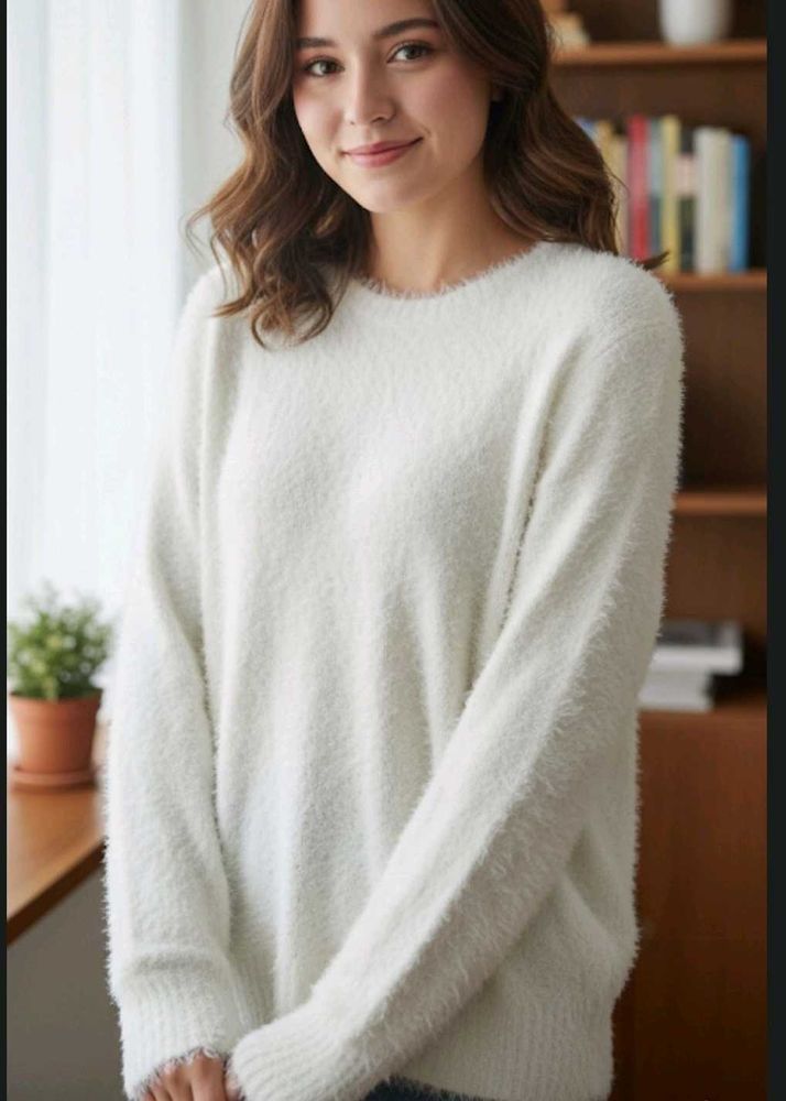 Fluffy White Sweater