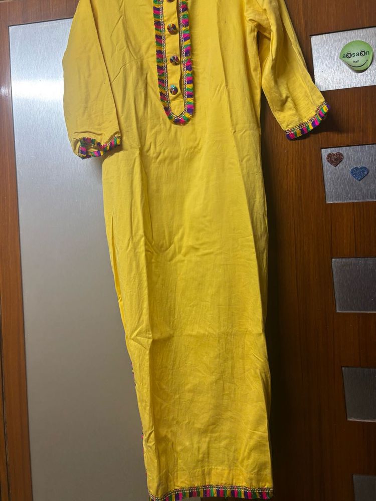 Vibrant Yellow Kurta Set with Dupatta