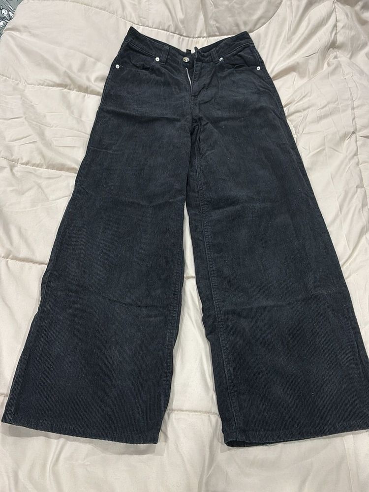 Black Wide Leg Corduroy Pants