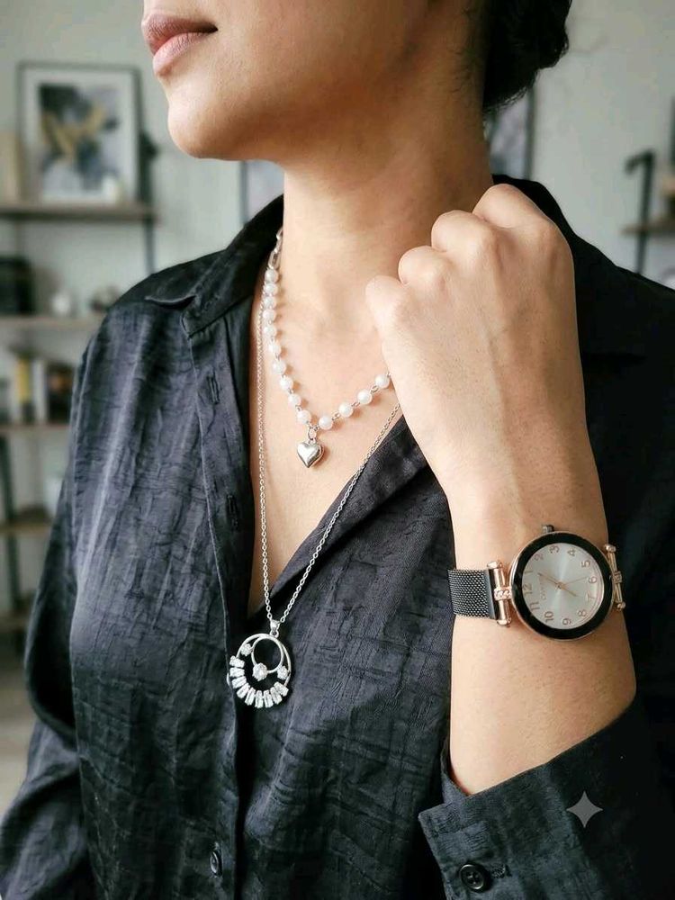 Elegant Watch &amp; Necklace Set