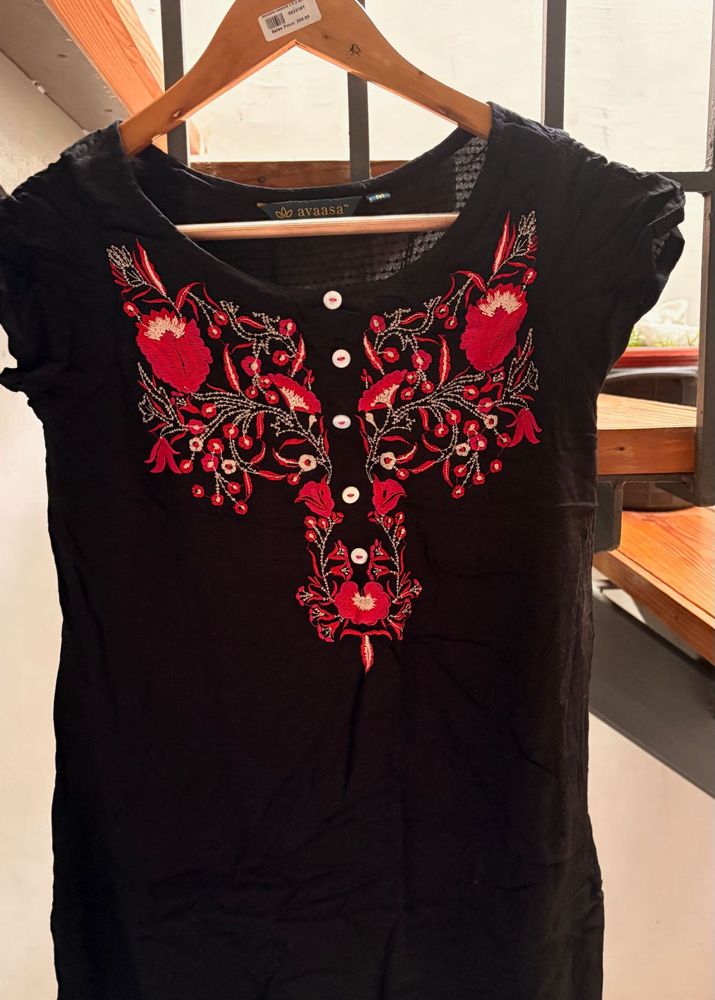 Embroidered Black Kurta