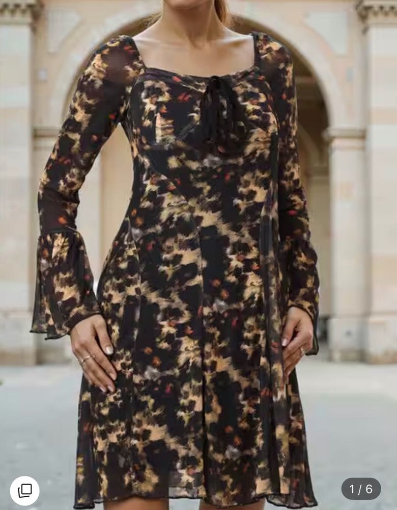 Shein Chic Printed Long Sleeve Mini Dress