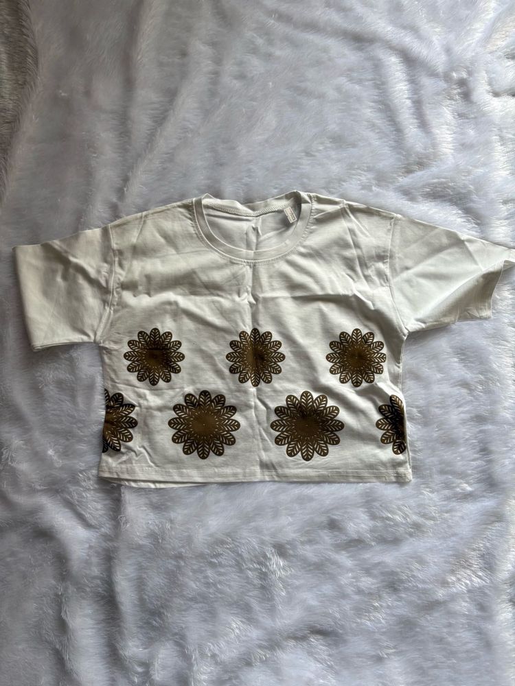 Floral Print White Crop Top