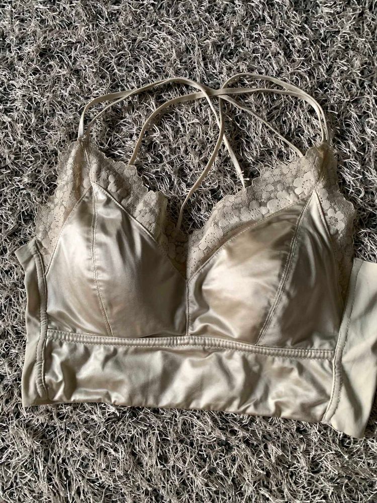 Lace Trim Satin Bralette