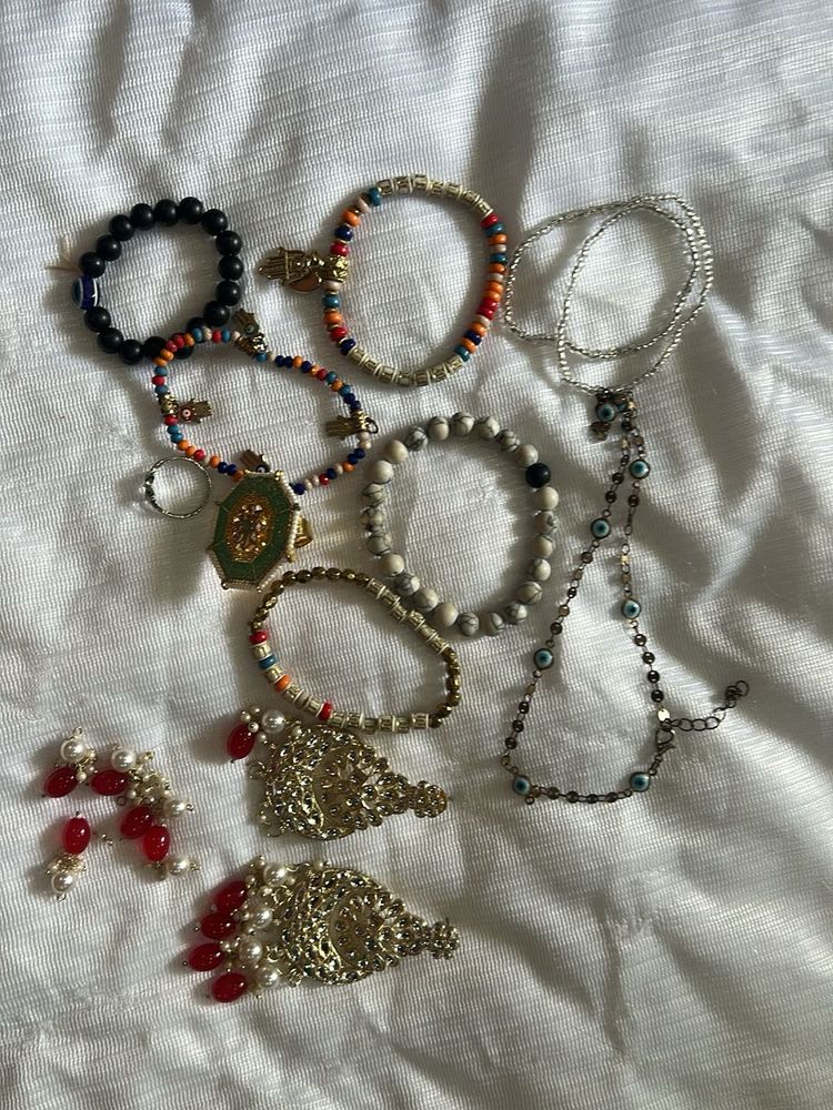 Boho Charm Bracelet, Ring &amp; Earring Set