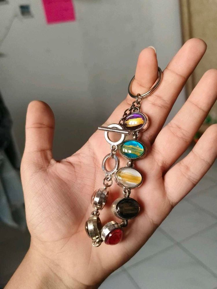Boho Beaded Keychain Charm