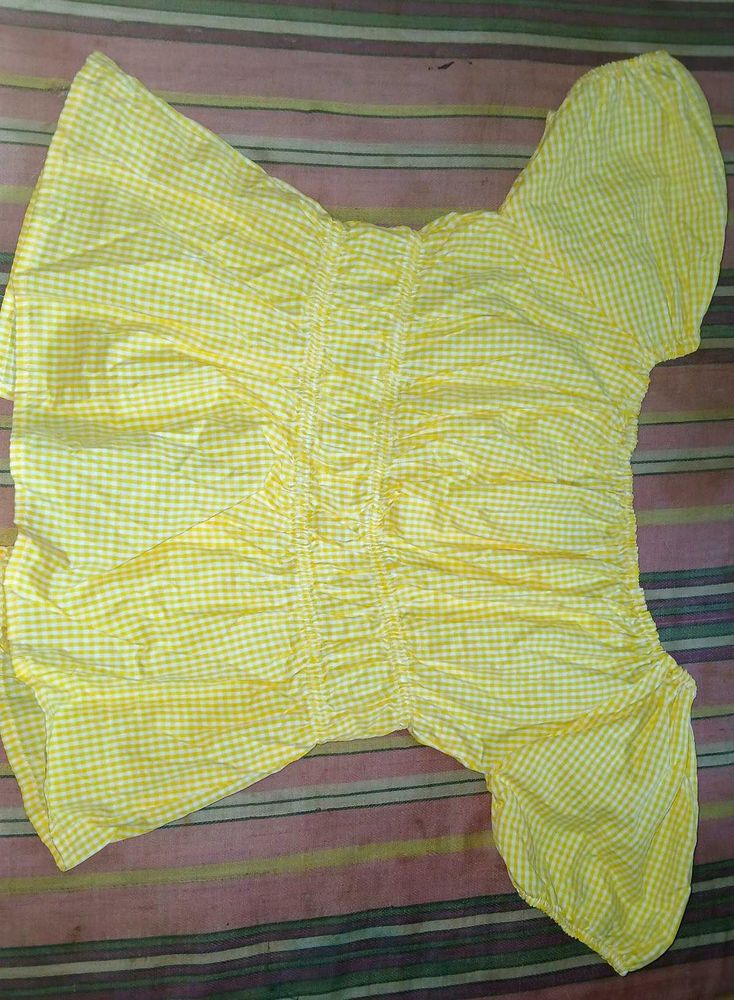 Yellow peplum Puff Sleeve Top