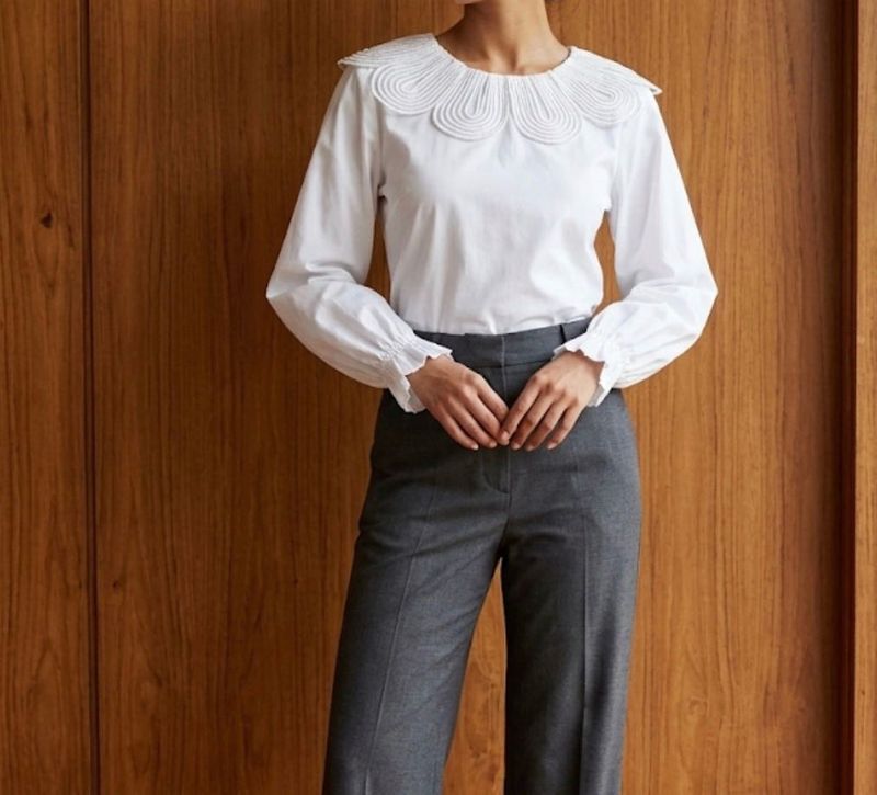 Chic White Blouse with Statement Collar