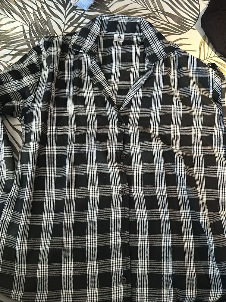 Classic Black &amp; White Plaid Shirt