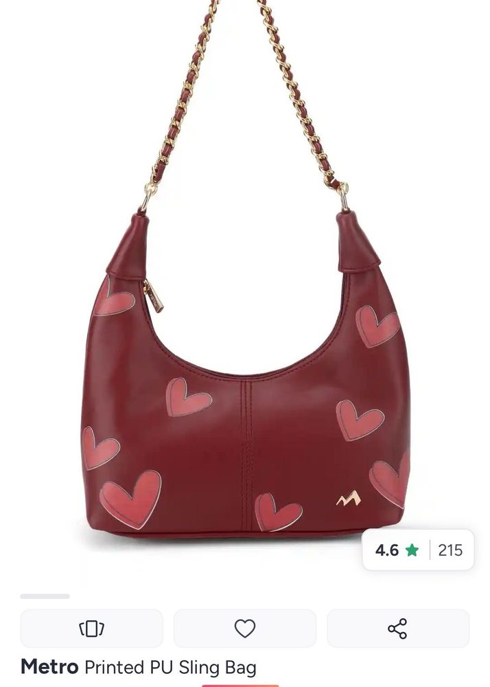 Chic Red Heart Print Sling Bag