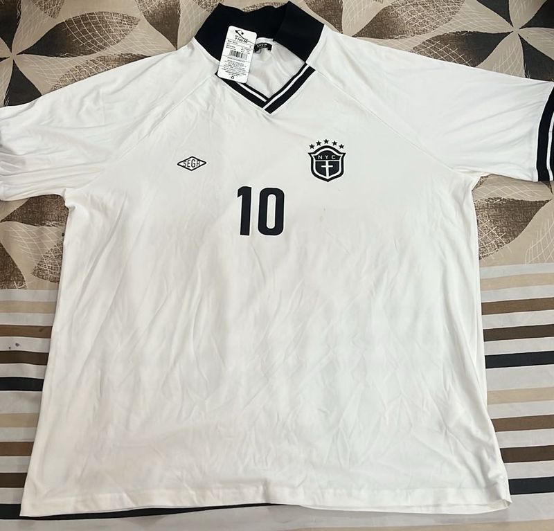 White Soccer Jersey with "10" Print