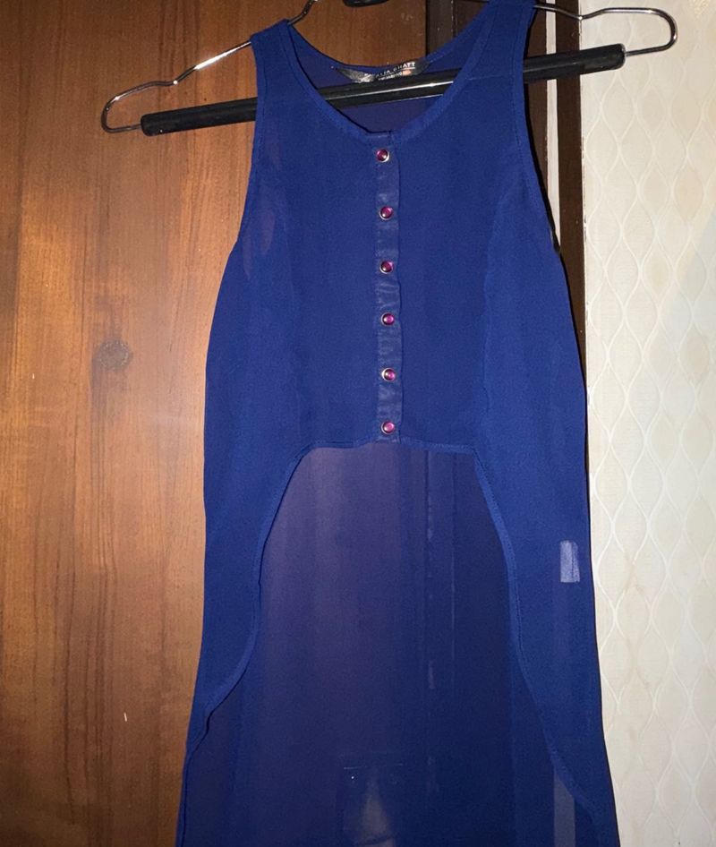 Elegant Navy Blue High Low shrug
