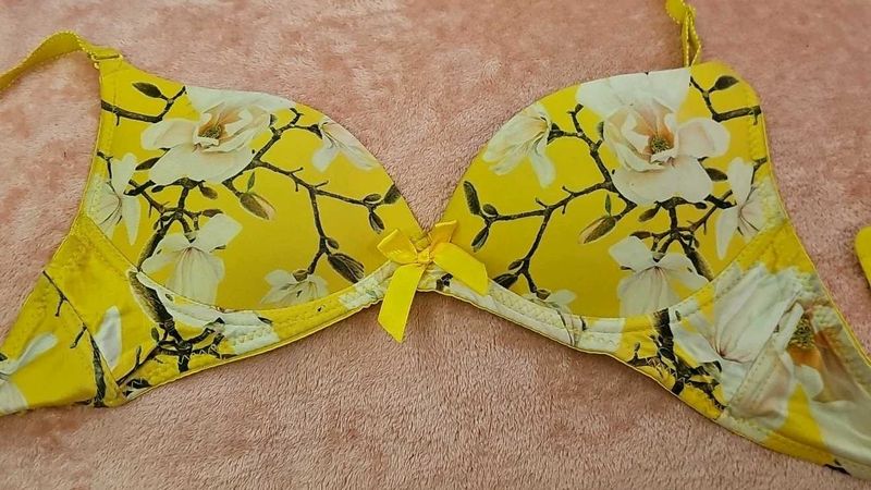 Floral Yellow Bra