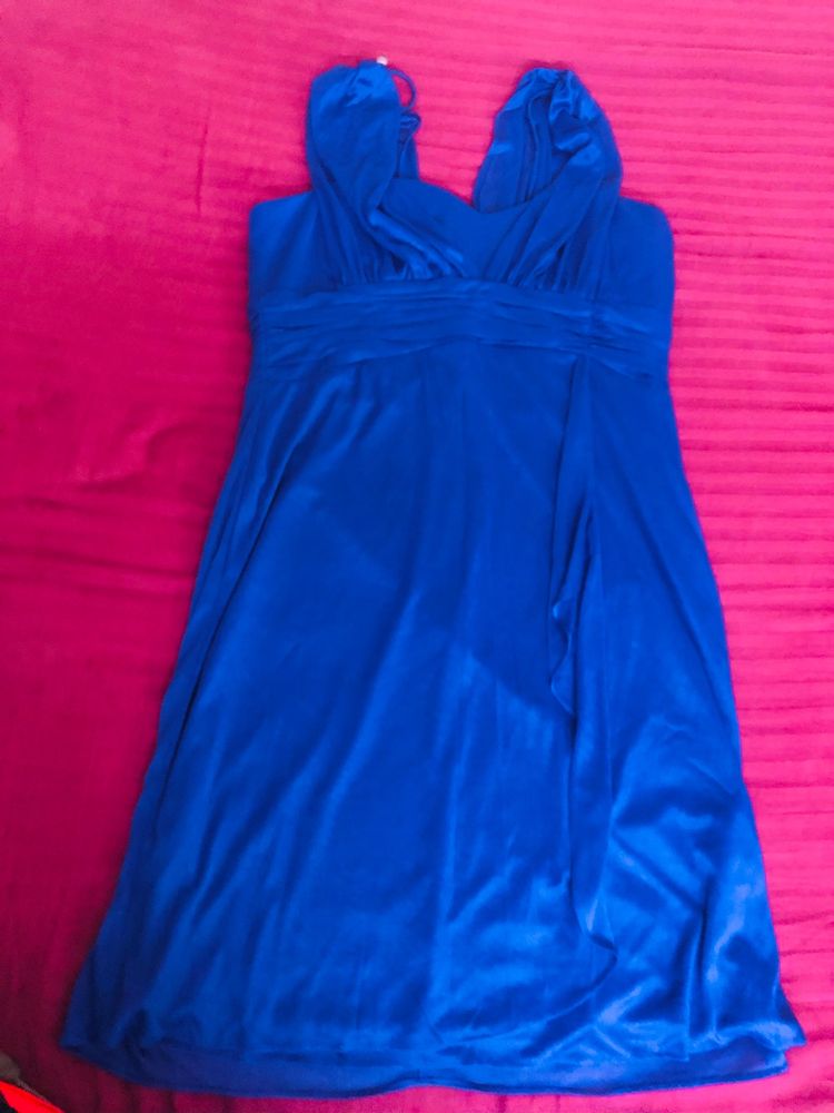 imported blue color knee length designer imported midi dress for sale