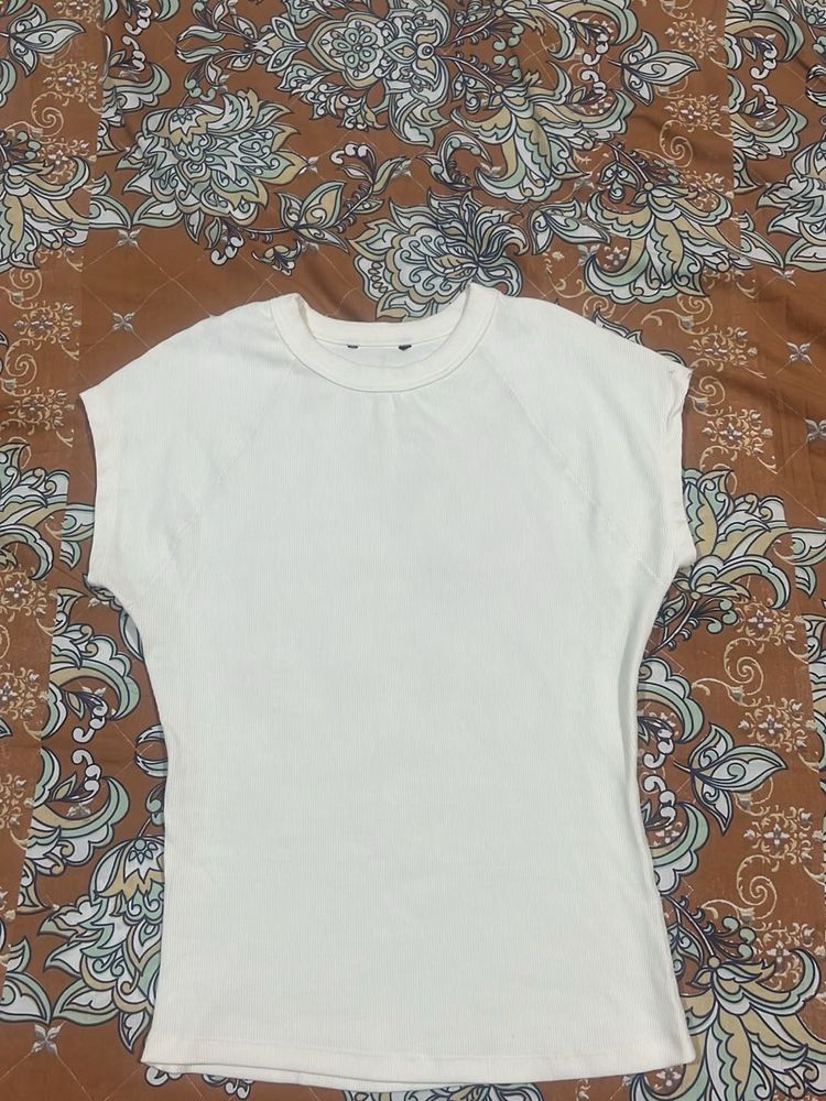 Cream Cap Sleeve T-Shirt