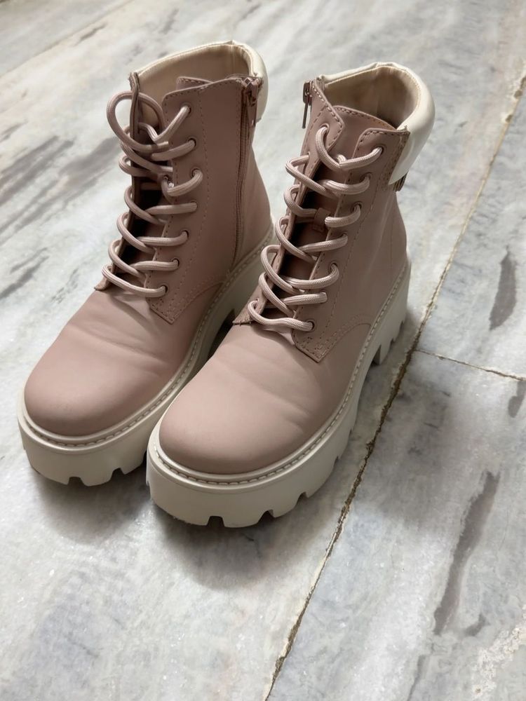 Chic Pink Combat Boots
