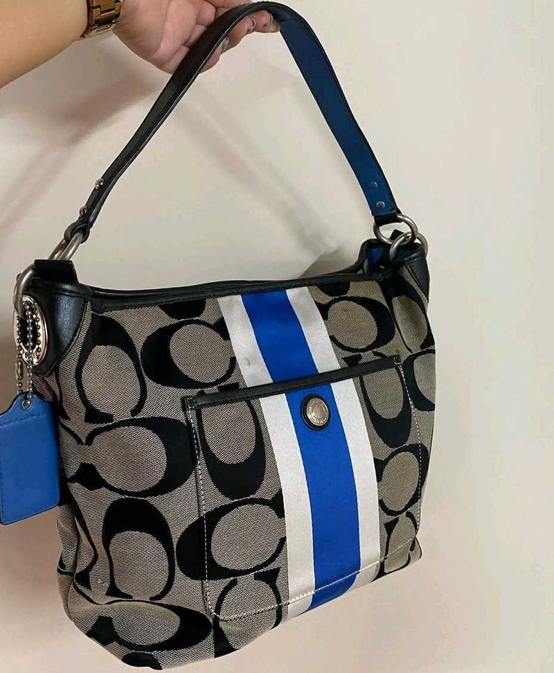 Y2K Coach Signature Striped Shoulder Bag
