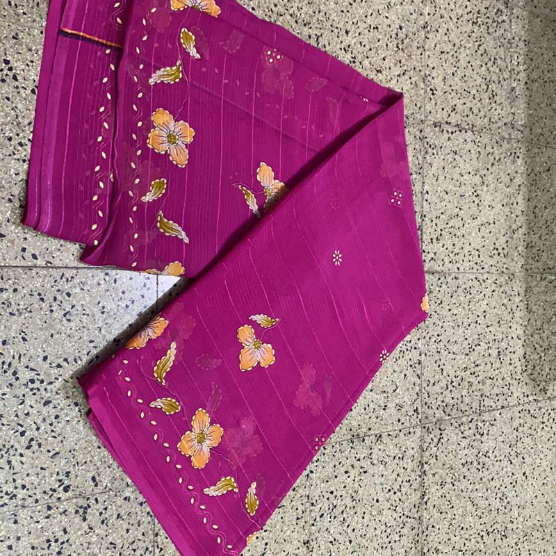 pink Color sareee without blouse( newfashion desig