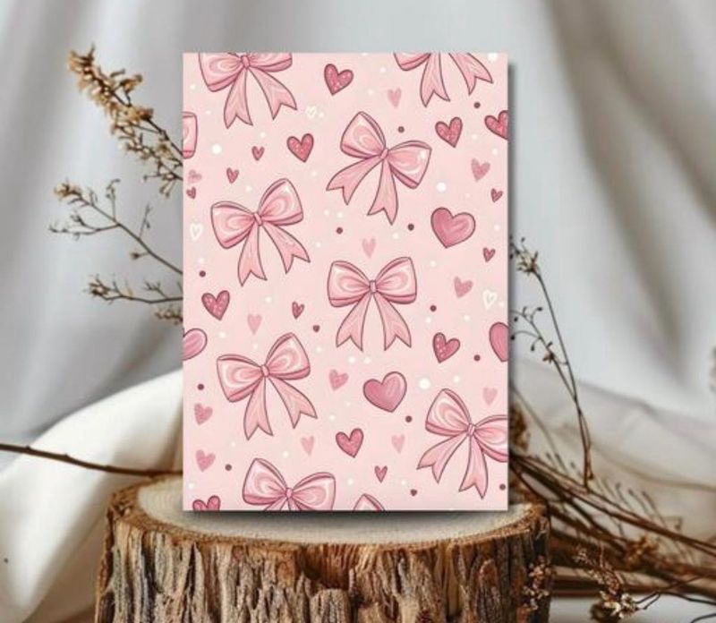 A5 Cute Pink Bow &amp; Heart Diary with Plain pages
