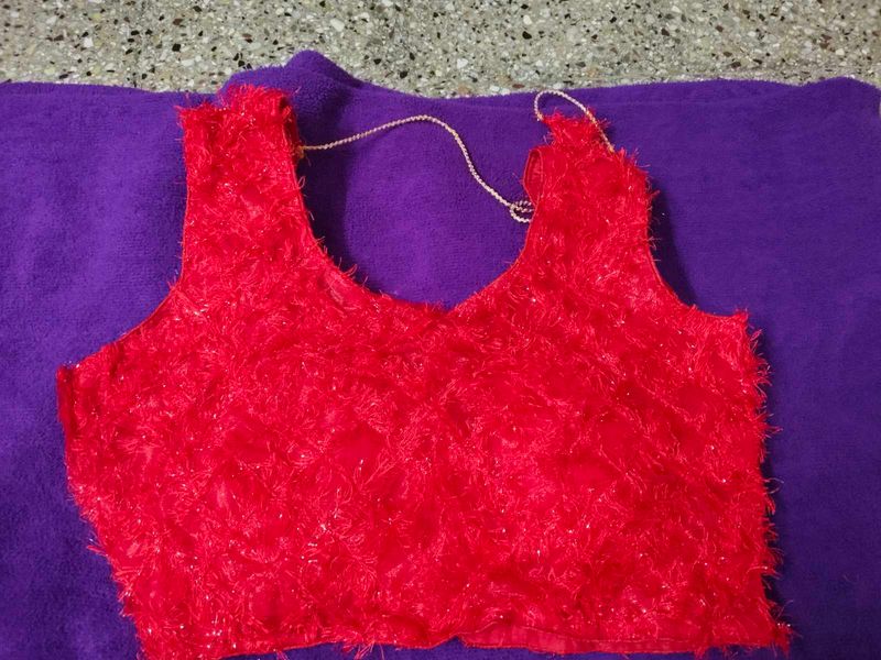 Vibrant Red Textured Blouse