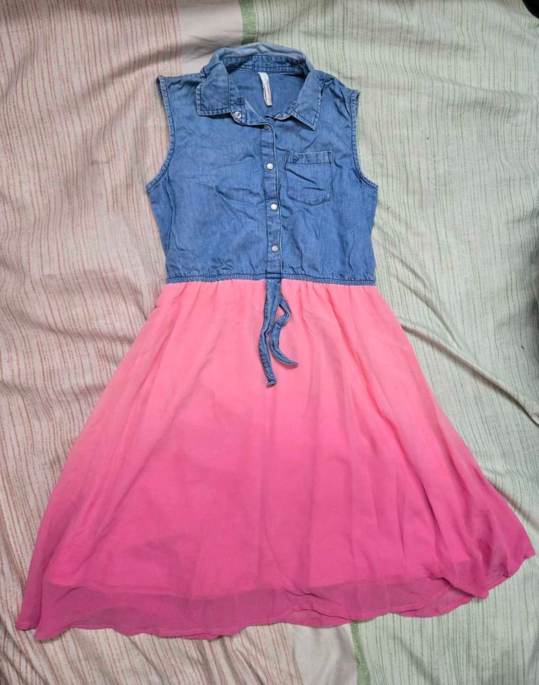 Denim &amp; Pink Ombre Dress