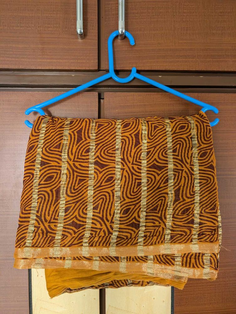 Vibrant Mustard Yellow Saree with Blouse