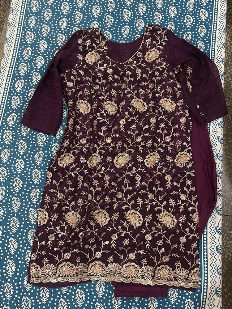 HEAVY Embroidered Purple/Violet Kurta Set