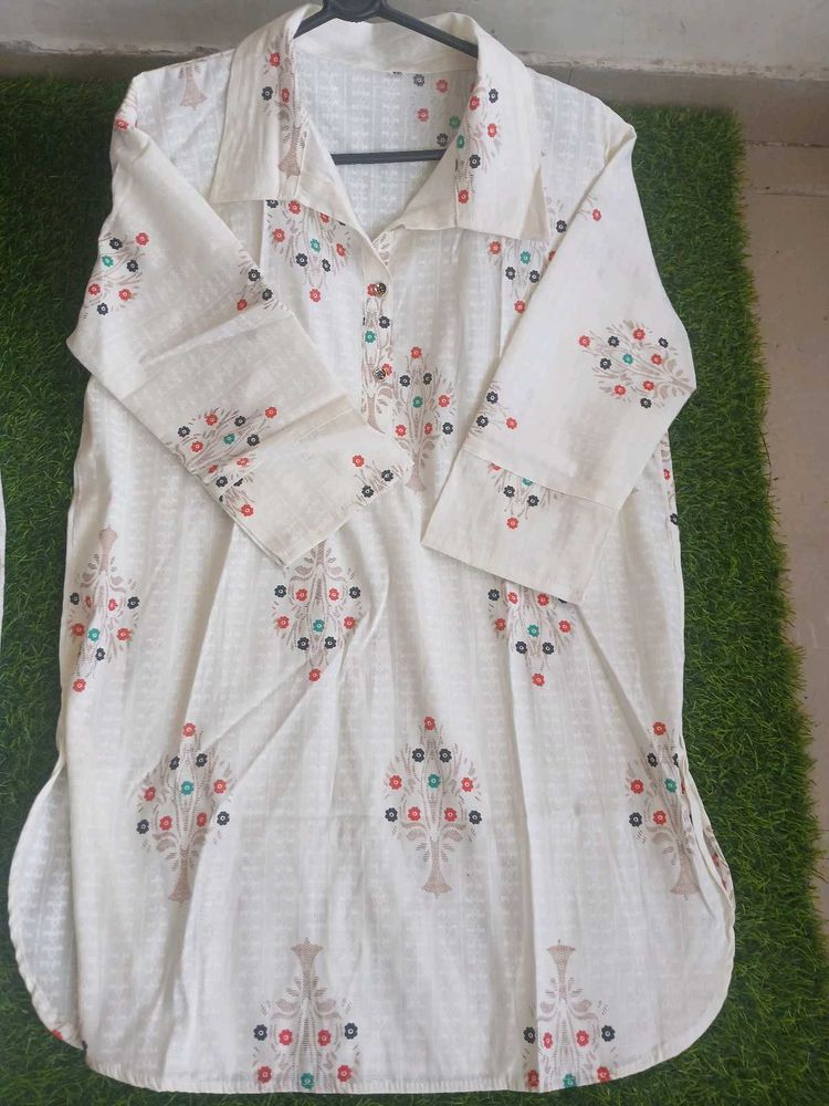 White Printed Kurta