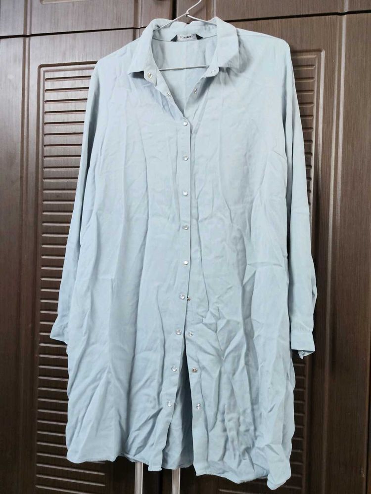 Light Blue Oversized Button-Down Shirt