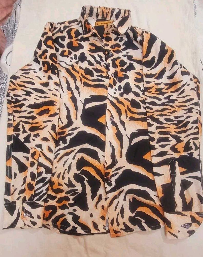 Bold Animal Print Button-Up Shirt