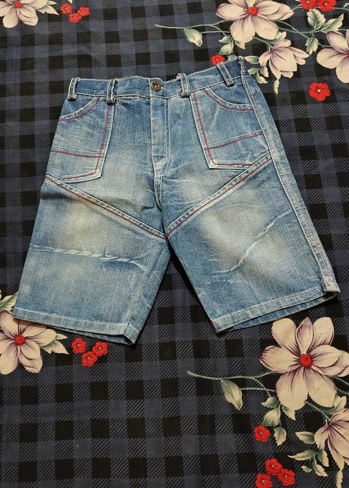 Men's Distressed Blue Denim Shorts