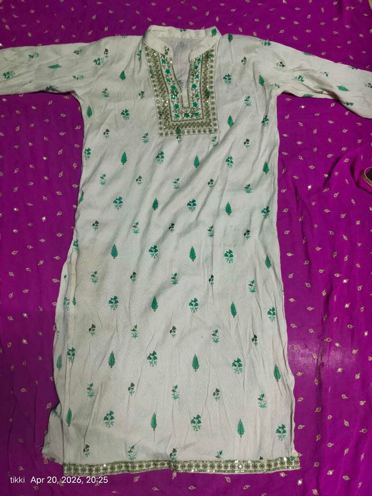 Embroidered Kurta with Mirror Work