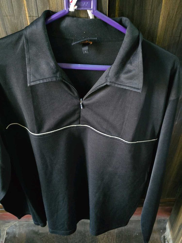 Men's Black Long Sleeve Polo Shirt