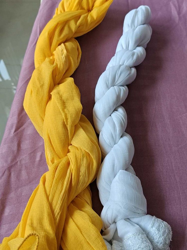 Yellow &amp; White Dupatta Set