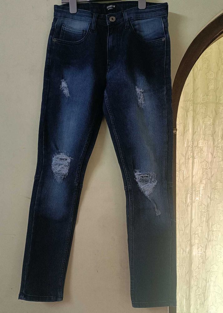 Ripped Blue Dark Wash Jeans