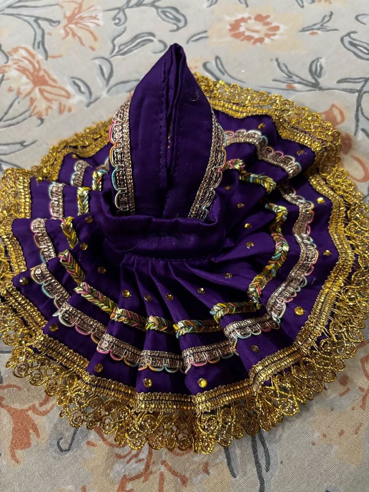 Purple &amp; Gold Krishna Idol Dress