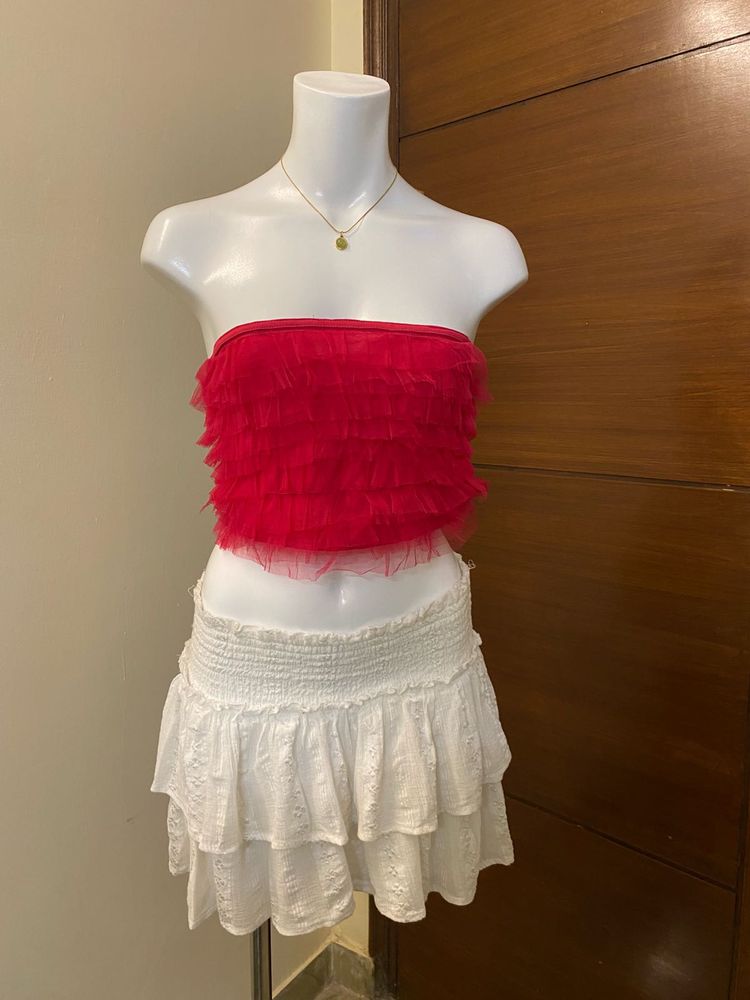 Pink ruffle tulle top 🎀