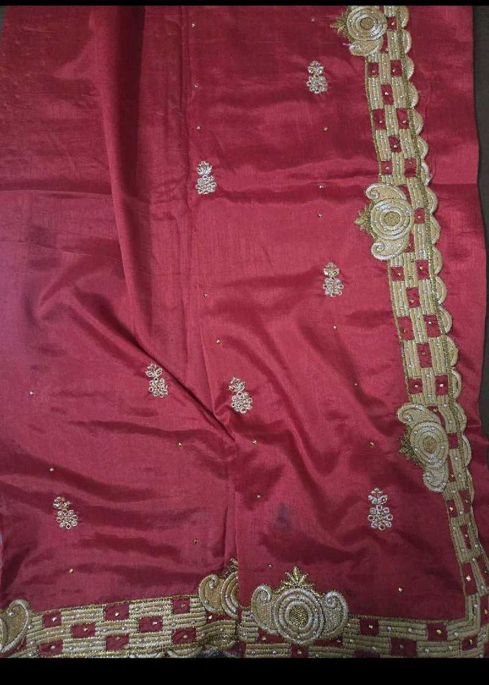 Elegant Red Embroidered Saree
