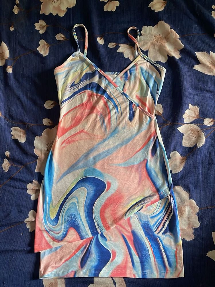 Vibrant Swirl Print Mini Dress