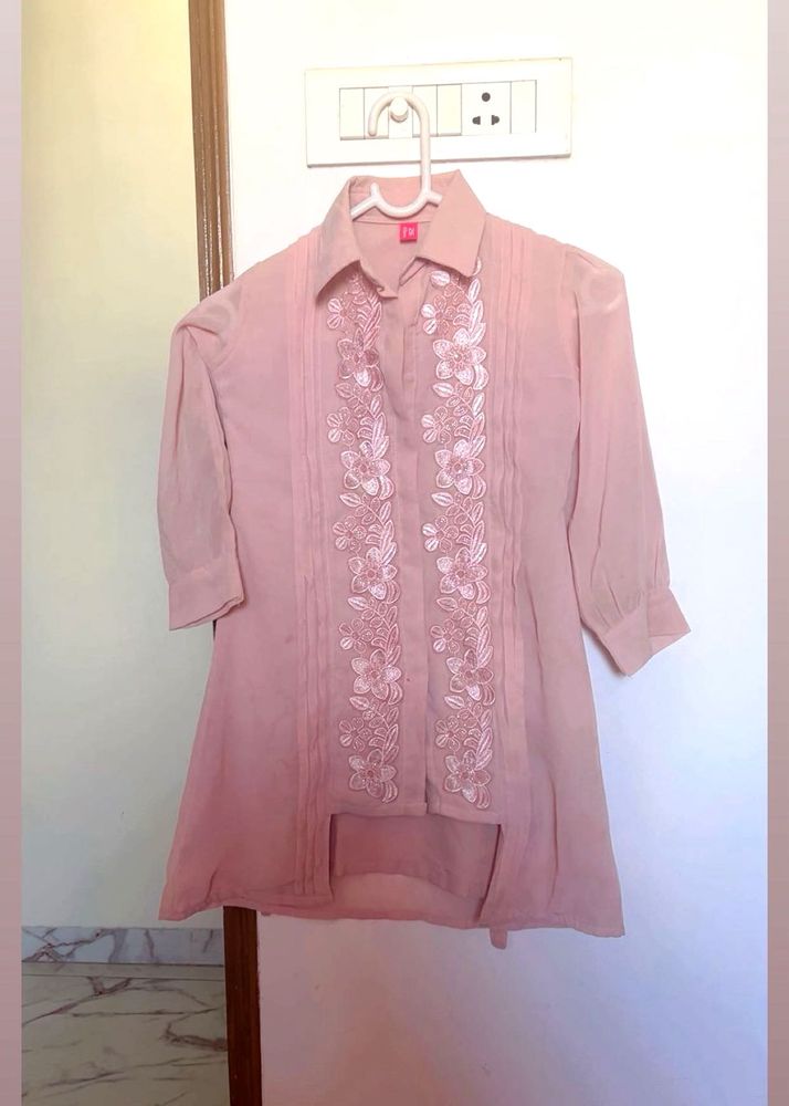 Embroidered Pink Kurta pant